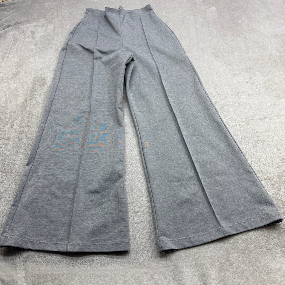 Gypsy Junkies Wide Leg Pants Womens L/XL Grey Pintuck Stretch Flare Boho Office